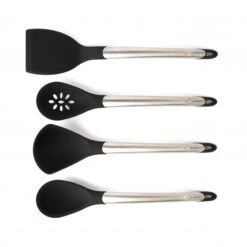 CUISIPRO Silicone Tool Set-LadleTurnerSpoon & Slotted Spoon Black