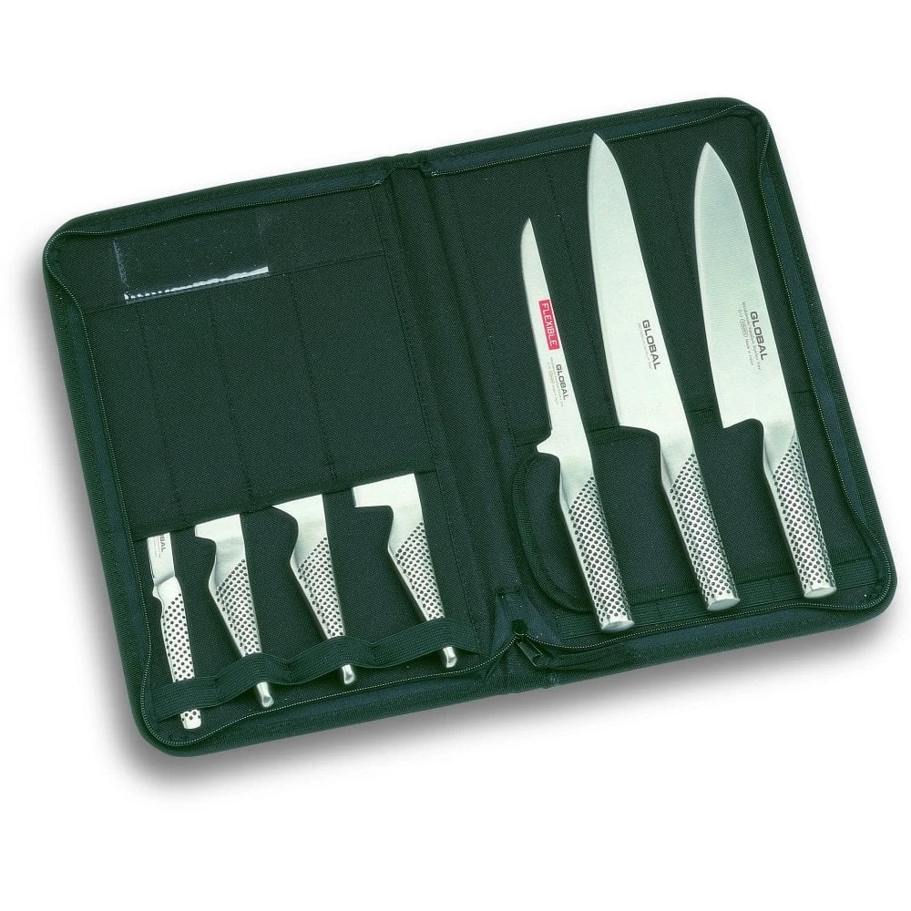 Global 7-Piece Professional Knife Set with Heavy Duty Storage Case - Includes G-2, G-3, G-21, GS-3, GS-5, GS-11, GSF-15 3 Global 7-Piece Professional Knife Set with Heavy Duty Storage Case - Includes G-2, G-3, G-21, GS-3, GS-5, GS-11, GSF-15