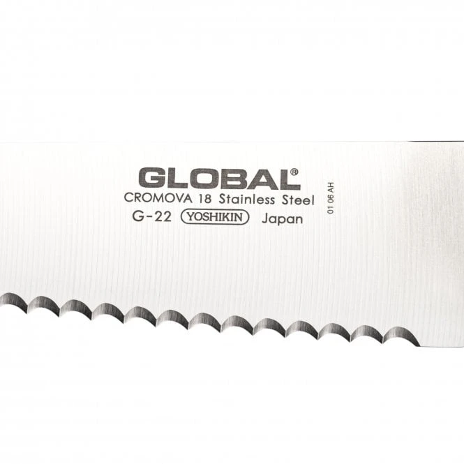 Global G-22 Scalloped Bread Knife - 20cm Cromova18 Stainless Steel Deep Serrated Blade 4 Global G-22 Scalloped Bread Knife - 20cm Cromova18 Stainless Steel Deep Serrated Blade - Image 2