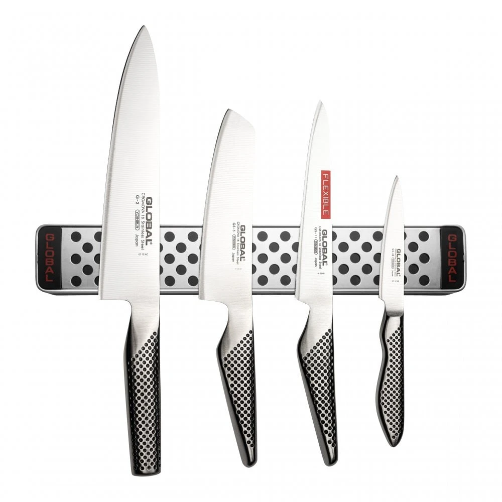 Global Knife Sets G-251138/M30 5 Piece Knife Set With Magnetic Rack 3 Global Knife Sets G-251138/M30 5 Piece Knife Set With Magnetic Rack