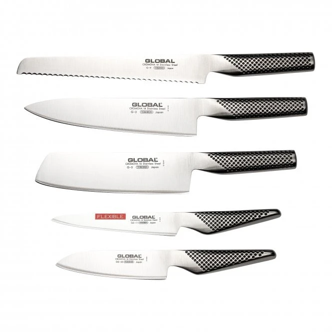 Global G-88/2593511 5 Piece Kitchen Knife Set With Storage Dock 4 Global G-88/2593511 5 Piece Kitchen Knife Set With Storage Dock - Image 2