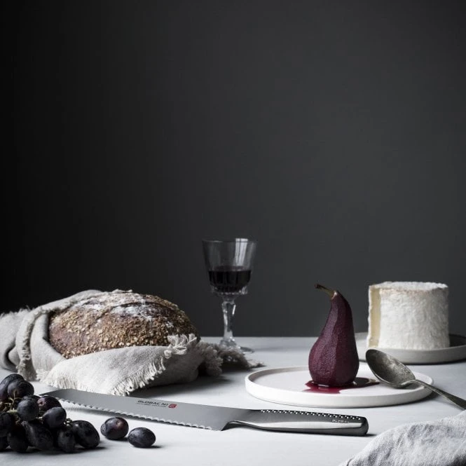 Global Ni GNM-09 21cm Bread Knife – Japanese Cromova18 Steel Professional Serrated Blade 8 Global Ni GNM-09 21cm Bread Knife – Japanese Cromova18 Steel Professional Serrated Blade - Image 6