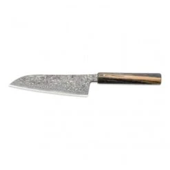 Hinoura Tsukasa FAN OUT Hinoura Tsukasa 16.5cm Santoku Black Mushin Damascus Black Handle