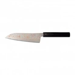 Hinoura Tsukasa 16.5cm Santoku Gobi Damascus Purple Handle