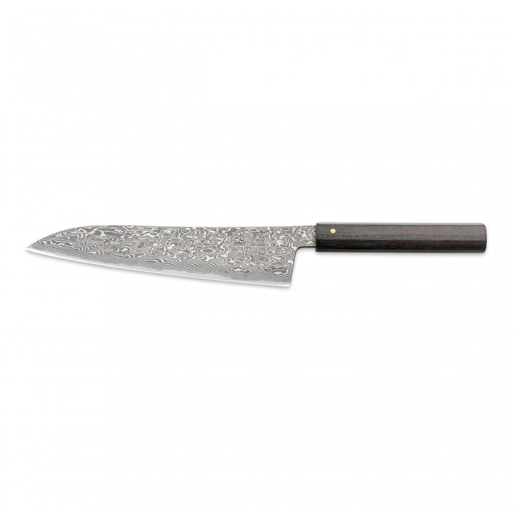 Hinoura Tsukasa FAN OUT Hinoura Tsukasa 21cm Gyuto Black Mushin Damascus Black Handle 3 Hinoura Tsukasa FAN OUT Hinoura Tsukasa 21cm Gyuto Black Mushin Damascus Black Handle