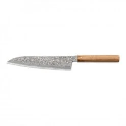 Hinoura Tsukasa 21cm Gyuto Black Mushin Damascus Natural Handle