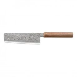 Hinoura Tsukasa 21cm Nakiri Black Mushin Damascus Natural Handle