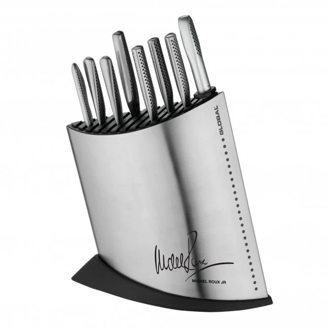 Global 10 Piece MRJ Knife Block Set In Stainless Steel 3 Global 10 Piece MRJ Knife Block Set In Stainless Steel