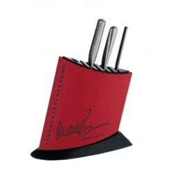 Global 4 Pce Knife Block Set Red And Black