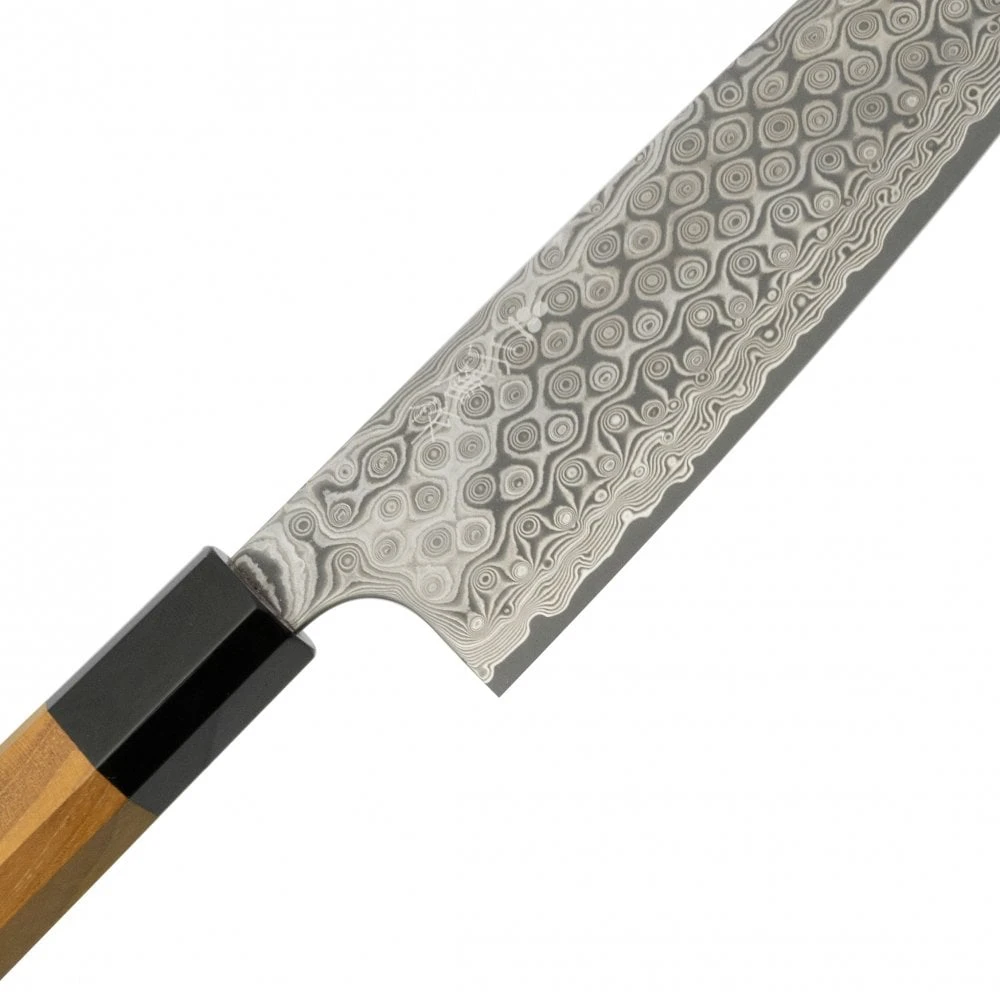 Nigara Hamono SG2 Damascus Petty 150mm Teak Black Buffalo Handle 4 Nigara Hamono SG2 Damascus Petty 150mm Teak Black Buffalo Handle - Image 2