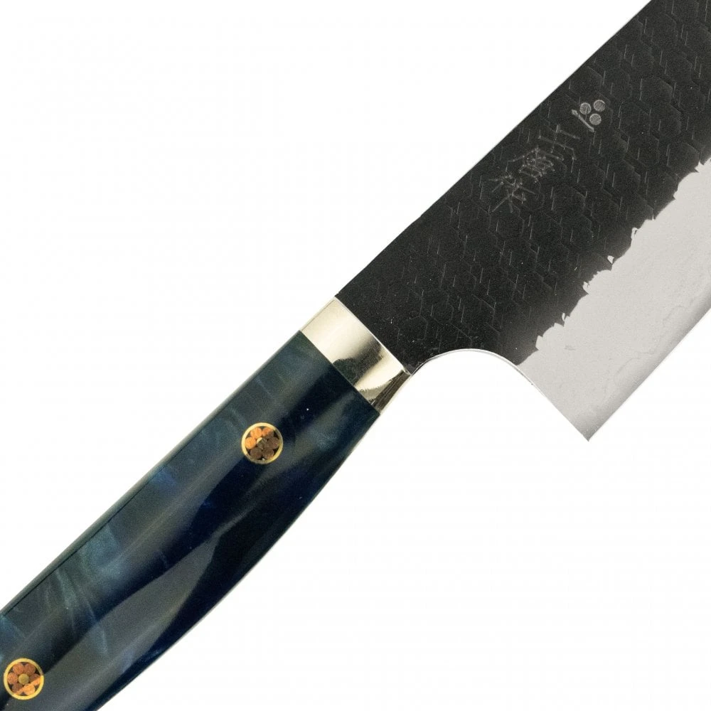 Nigara Hamono Nigara Hamono SG2 Kurouchi Tsuchme Santoku 180 - Custom Western Handle 4 Nigara Hamono Nigara Hamono SG2 Kurouchi Tsuchme Santoku 180 - Custom Western Handle - Image 2