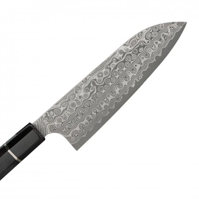 Nigara Hamono Damascus SG-2 Raindrop Finish Santoku Knife β Octagonal Teak Wood Handle 4 Nigara Hamono Damascus SG-2 Raindrop Finish Santoku Knife β Octagonal Teak Wood Handle - Image 2