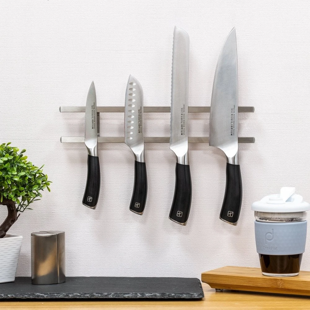Rockingham Forge 12-Inch Magnetic Stainless Steel Knife Rack with 6 Removable Utensil Hooks 4 Rockingham Forge 12-Inch Magnetic Stainless Steel Knife Rack with 6 Removable Utensil Hooks - Image 2