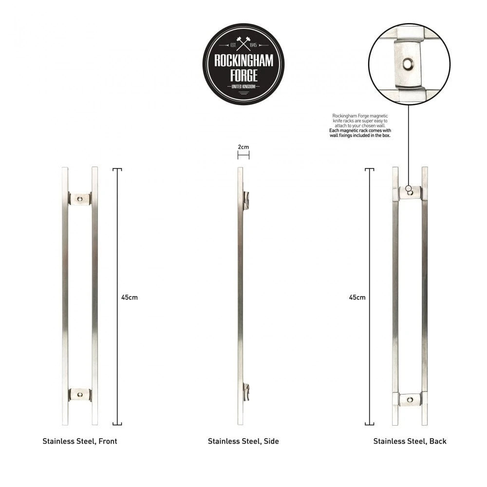 Rockingham Forge 18-Inch Magnetic Stainless Steel Knife Rack – Wall-Mounted Kitchen Organizer with 6 Utensil Hooks 6 Rockingham Forge 18-Inch Magnetic Stainless Steel Knife Rack – Wall-Mounted Kitchen Organizer with 6 Utensil Hooks - Image 4