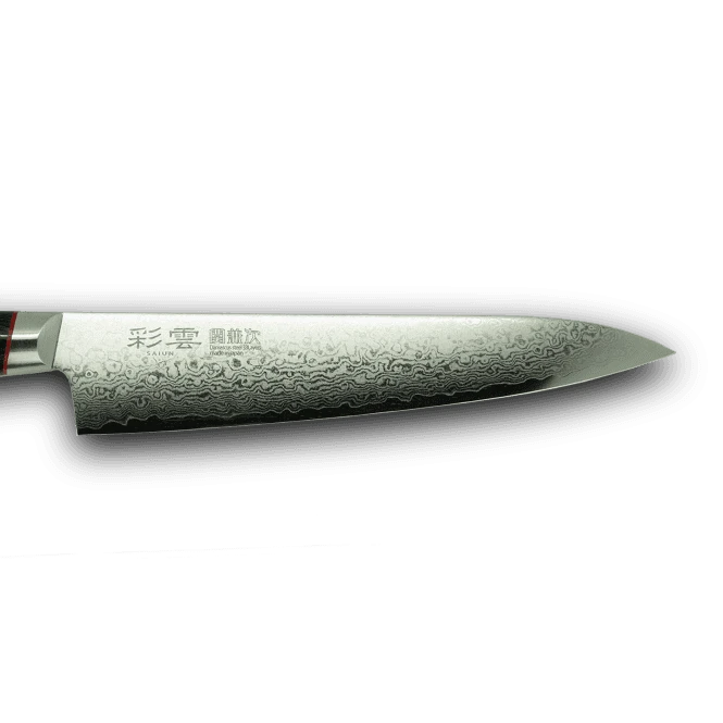 Seki Kanetsugu Saiun 15cm Petty Knife - 65-Layer VG10 Damascus Steel with Black Micarta Handle 4 Seki Kanetsugu Saiun 15cm Petty Knife - 65-Layer VG10 Damascus Steel with Black Micarta Handle - Image 2