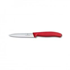 Paring Knife, 10cm, Wavy, Pointed Tip, Red