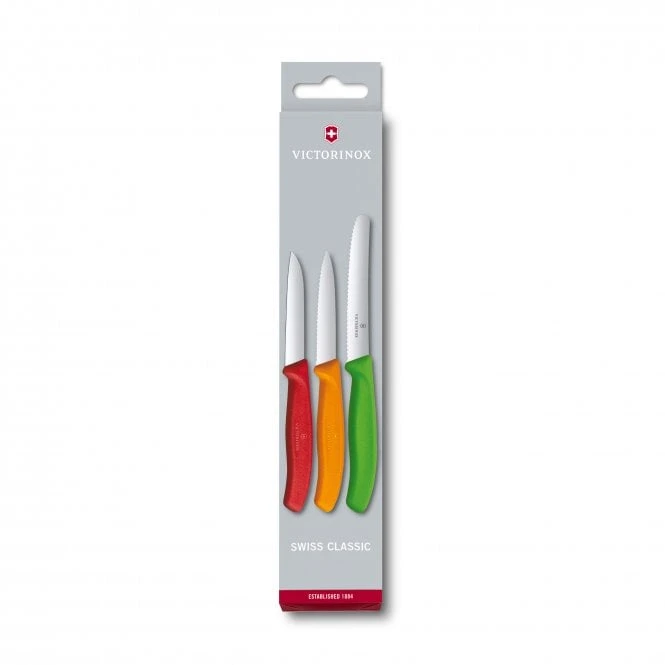 Swiss Classic, Paring Knife Set, 3pcs, Red, Orange, Green 3 Swiss Classic, Paring Knife Set, 3pcs, Red, Orange, Green