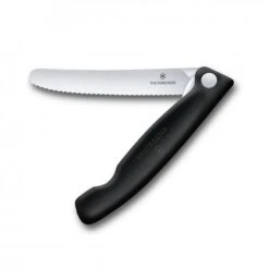 Picnic Knife, 11cm, Wavy, Black, Blister