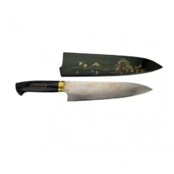 Takeshi Saji Takeshi Saji Makie -Art R2 AOGAMI NO.2 Coloured Damascus Japanese Chef's Gyuuto Knife 210mm With Urushi Laquered Saya And Custom Handle FUJI On Lake -Knives From Japans takeshi saji makie art r2 aogami no 2 coloured damascus japanese chefs gyuuto knife 210mm with urushi laquered saya and custom handle fuji on lake p2122 12027 image