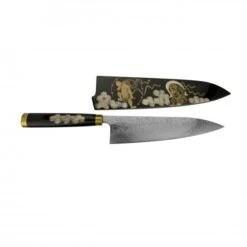 Takeshi Saji Makie -Art R2(SG2) Mirrored Damascus Japanese Chef's Gyuuto Knife 210mm With Urushi Laquered Saya And Handle FUJI RAIJIN -Knives From Japans takeshi saji makie art r2 sg2 mirrored damascus japanese chefs gyuuto knife 210mm with urushi laquered saya and handle fuji raijin p2118 12021 medium