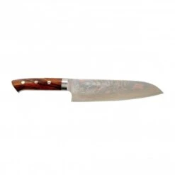 Takeshi Saji Rainbow Damascus 18cm Santoku Knife With Ironwood Handle