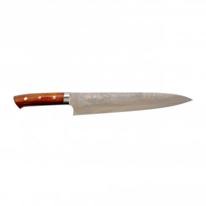 Takeshi Saji Rainbow Damascus 24cm Gyuto With Ironwood Handle 3 Takeshi Saji Rainbow Damascus 24cm Gyuto With Ironwood Handle